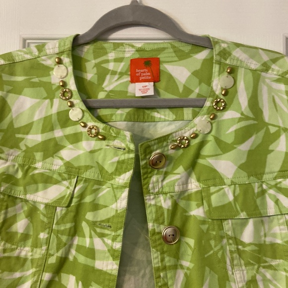 Hearts of Palm Petite Jacket brand new with tags size 12P green and white - Picture 3 of 15